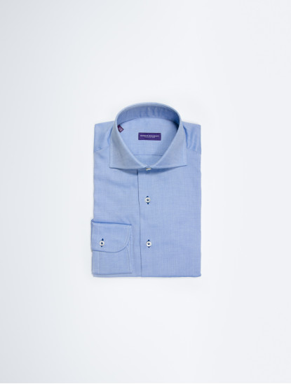 Patrick Hellmann CollectionBlue Shirt With Spread Collar 100% Cottonimage910